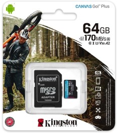Карта памяти Kingston Canvas Go Plus MicroSDXC 64Gb (UHS-1 U3 A2 V30) (Class 10)..